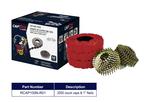RCAP100N-R01 CAP NAIL PACK 