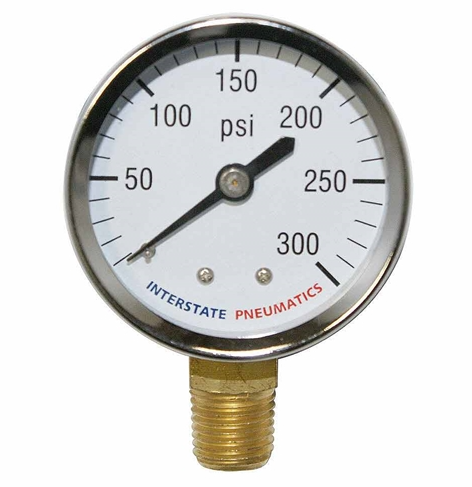 2" 300 PSI 1/4" NPT Bottom Mount Chrome Pressure Gauge